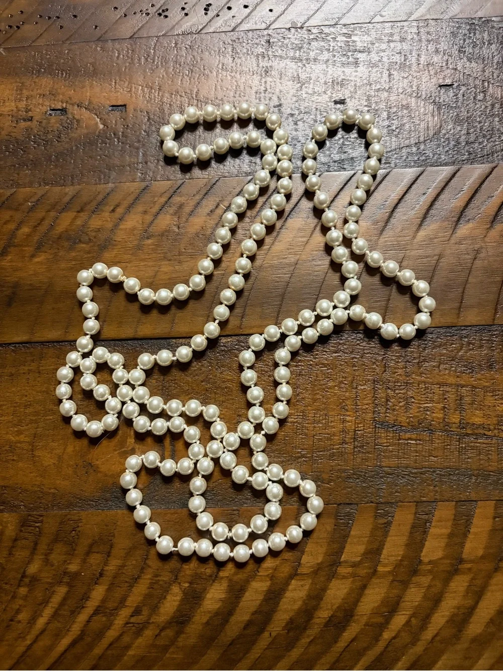 Classic White Faux Pearl Long Necklace - Elegant Layered Style